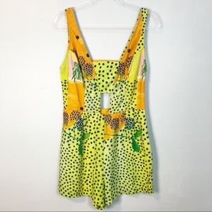 Farm Rio Sleeveless Cut Out Square Neckline Romper